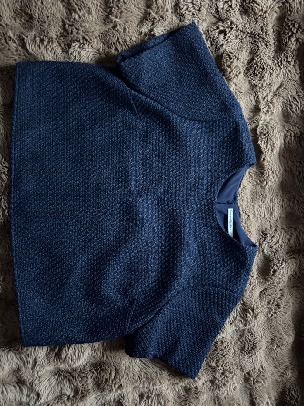 Abercrombie & Fitch Navy Textured Short-Sleeve Top